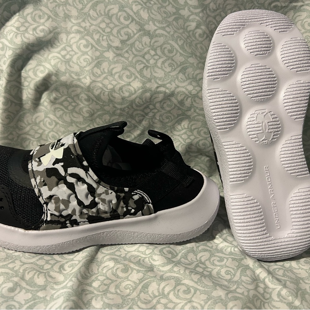 Under Armour Kids' Black and White Camo Sneakers